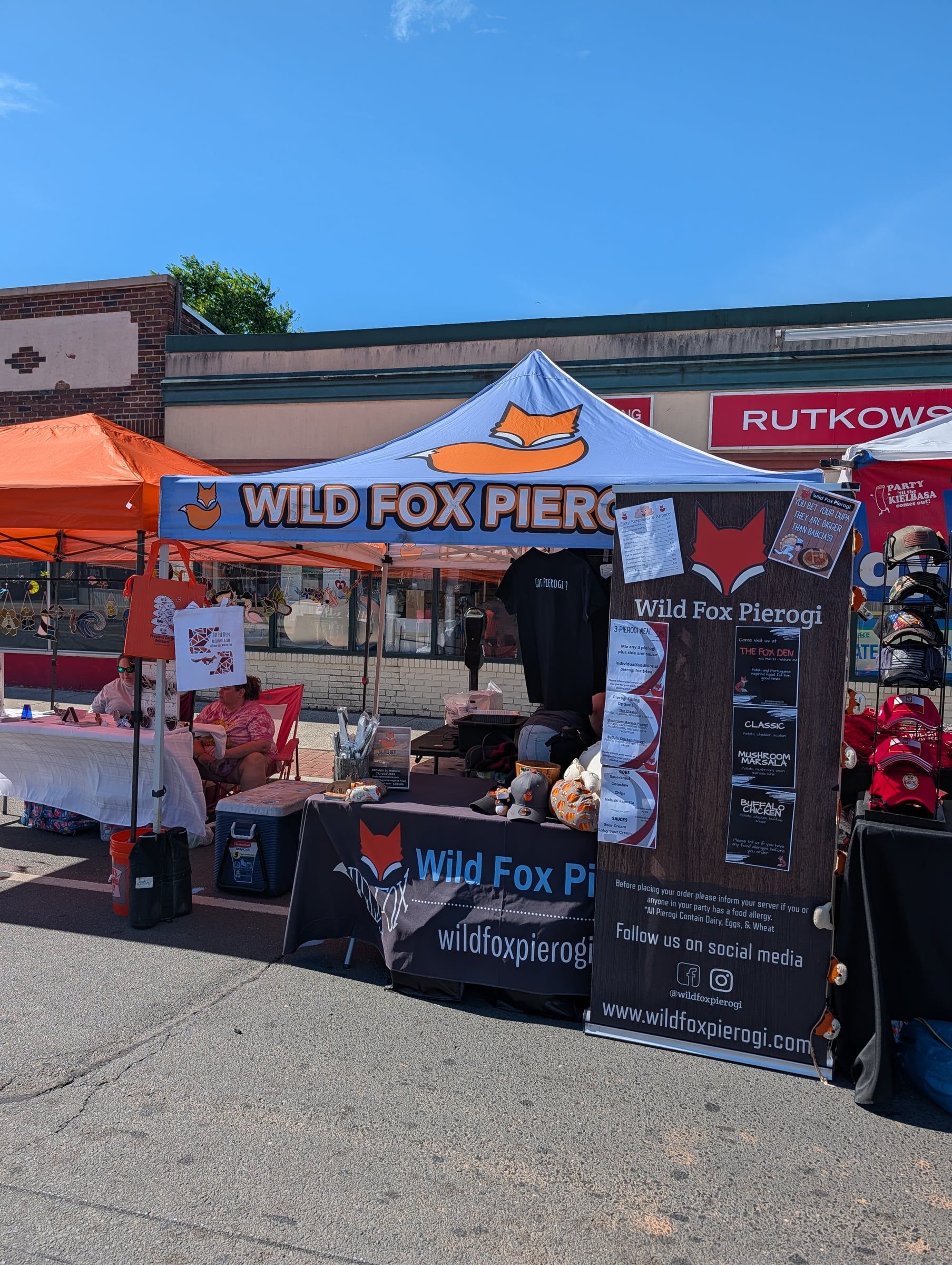 The Wild Fox Pierogi tent on a sunny street festival day